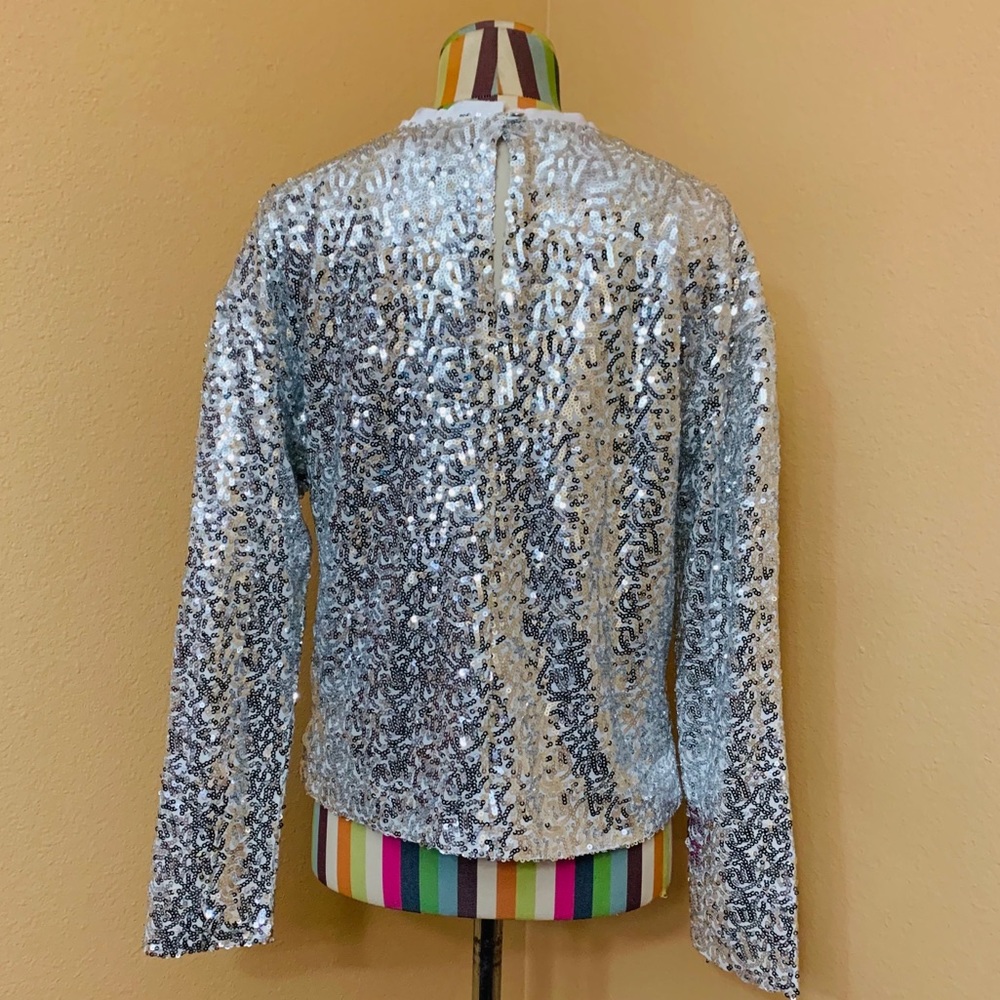Nwot Something Navy Silver Sequin Sweatshirt 0354 - image 7
